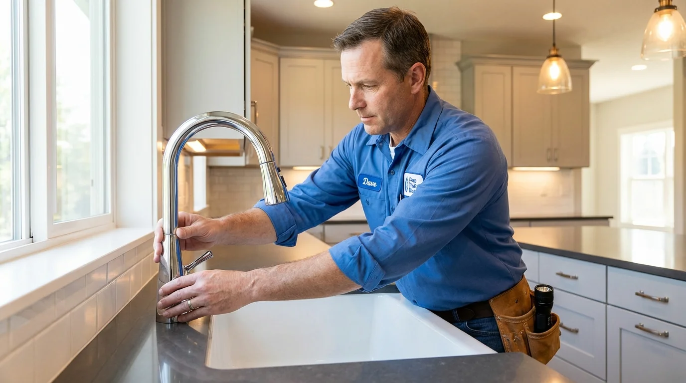 Kitchen faucet installation by Johns Plumbing LLC in Eastport