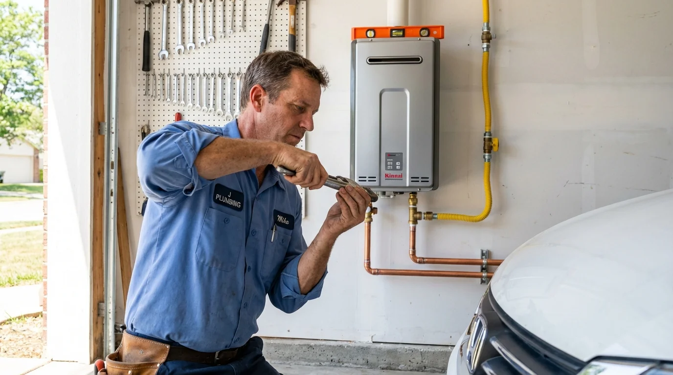 Tankless water heater installation by a Johns Plumbing LLC plumber in Eastport